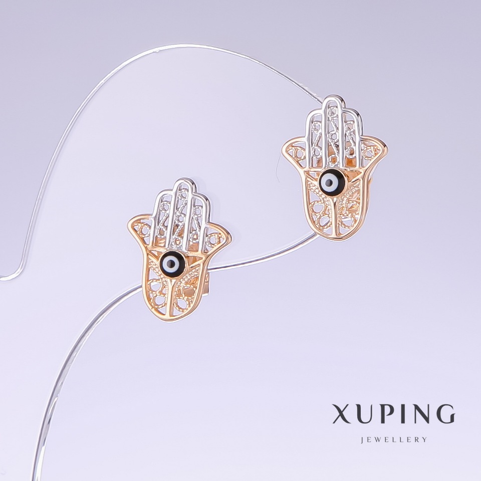 Сережки Xuping Долоню Око, довжина мм, товщина мм родій, позолота 18к