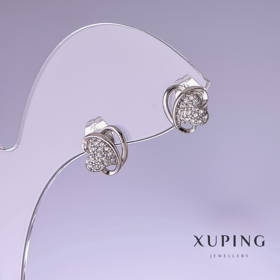 Сережки Xuping 9х10мм родій