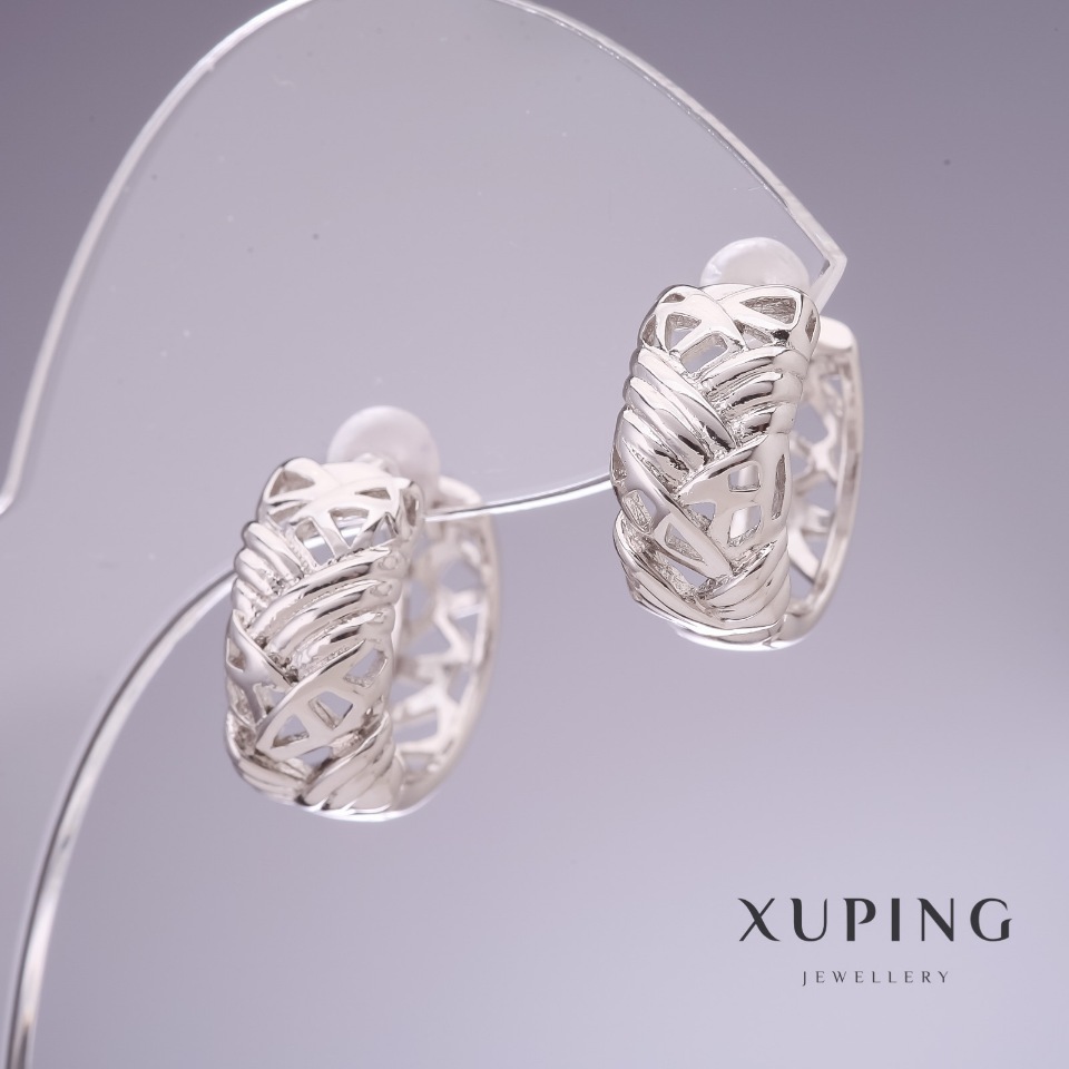 Сережки Xuping 17х7мм родій