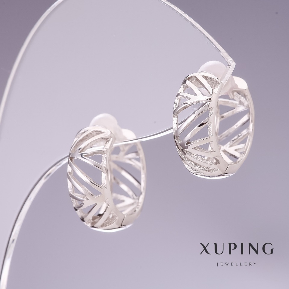 Сережки Xuping 16х7мм родій