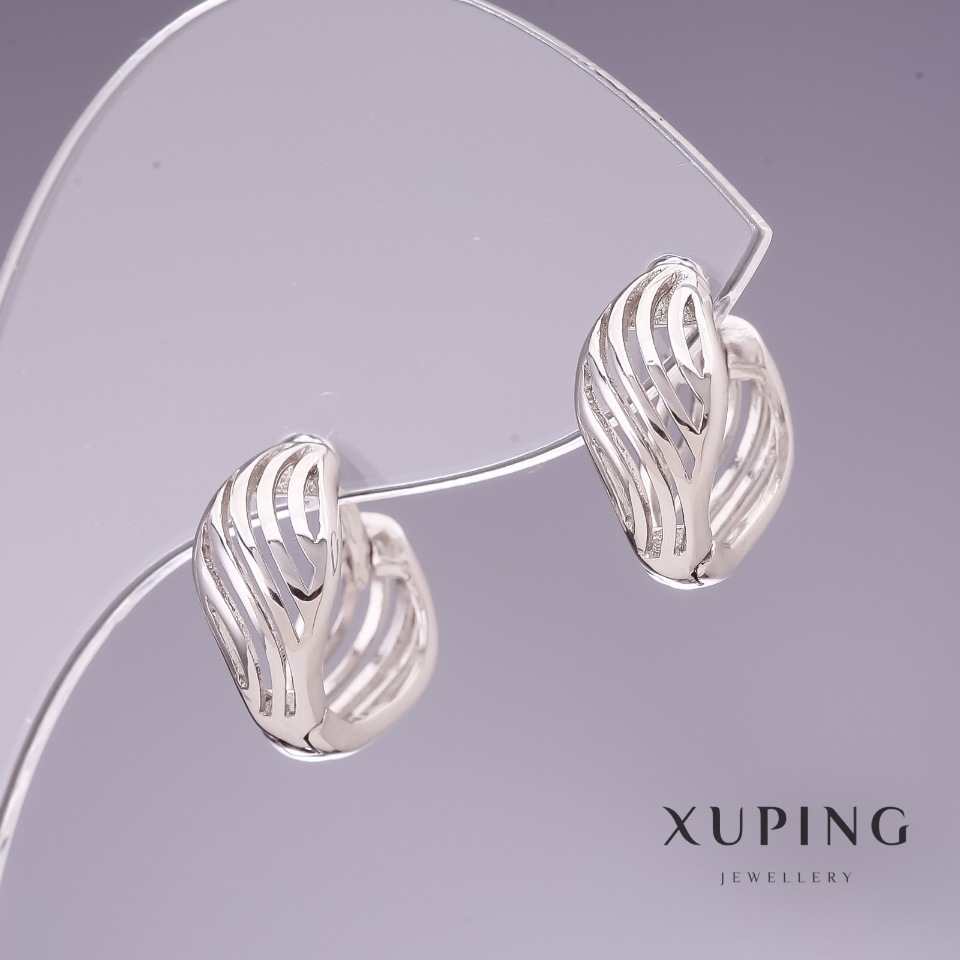 Сережки Xuping 13х7мм родій
