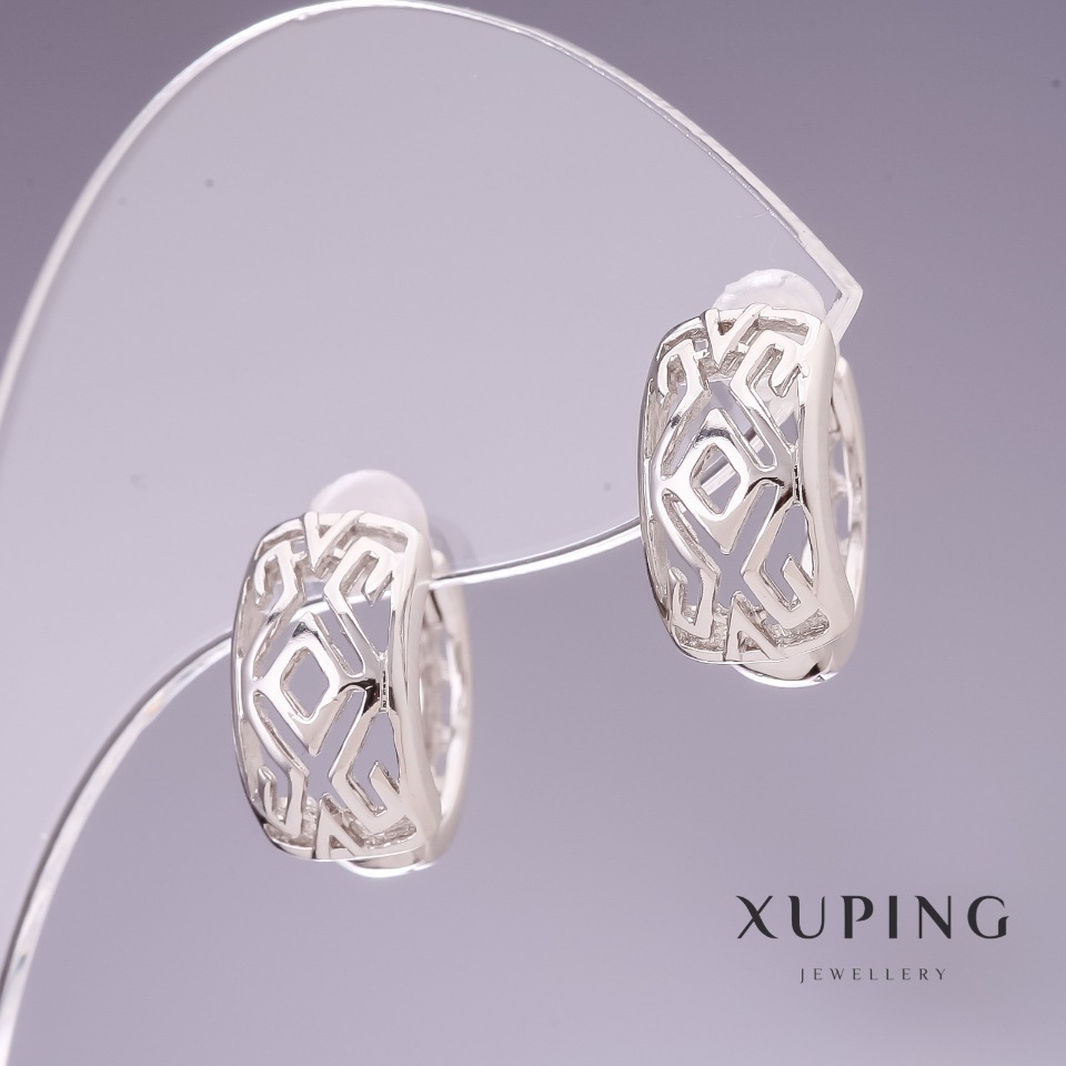 Сережки Xuping 7х14мм родій