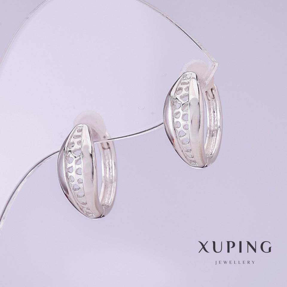 Сережки Xuping 14х6мм родій