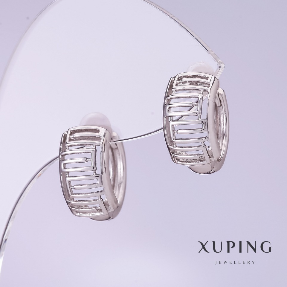 Сережки Xuping, діаметр 8мм, довжина 14мм родій