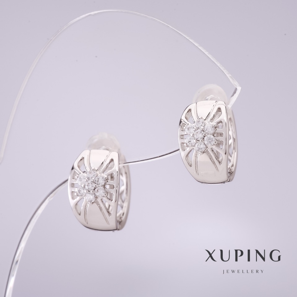 Сережки Xuping 13х8мм родій