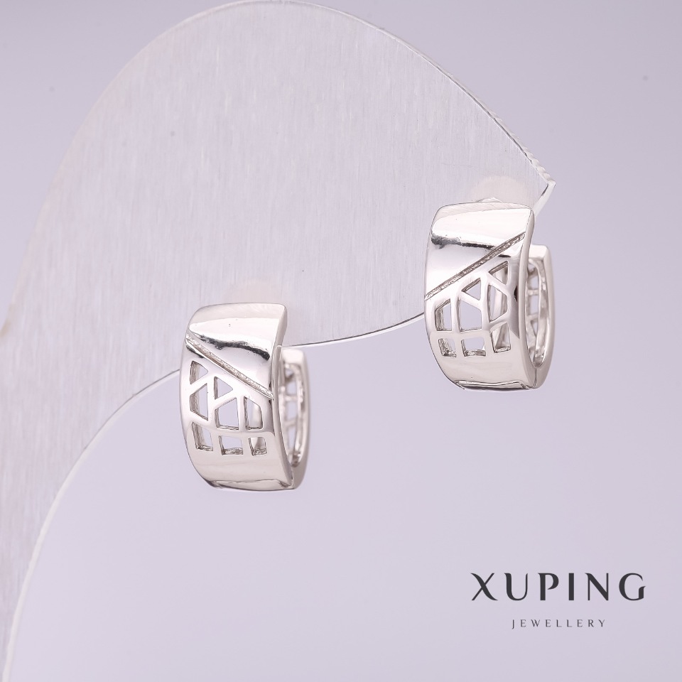Сережки Xuping 12х7мм родій
