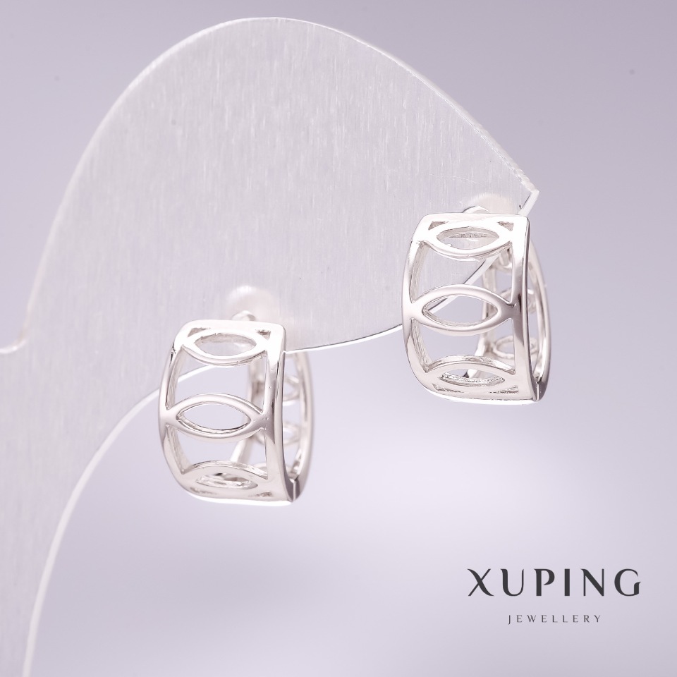 Сережки Xuping 9х13 мм родій