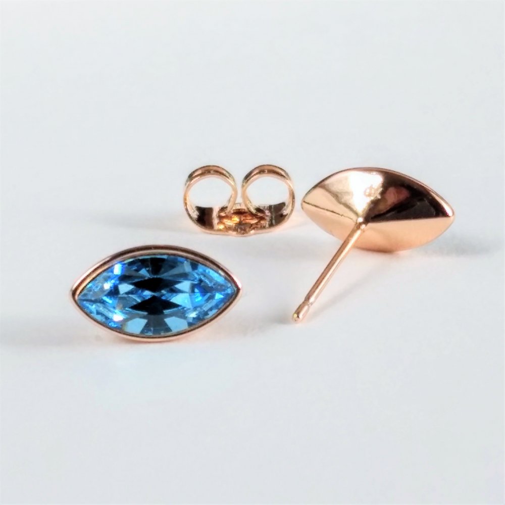 Сережки Xuping пусети кульчики з кристалами Swarovski зерно колір блакитний, діаметр 6х11мм позолота