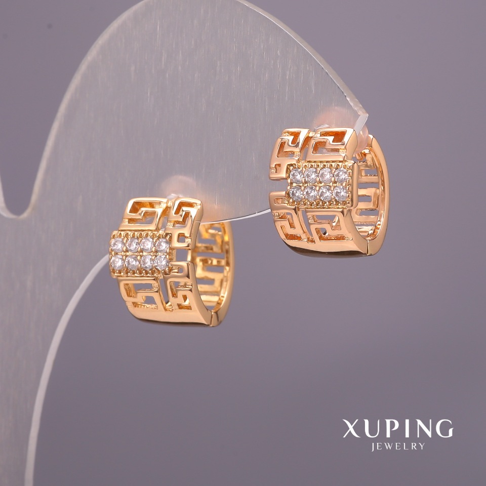 Сережки Xuping з білими каменями 9х14мм Позолота 18К