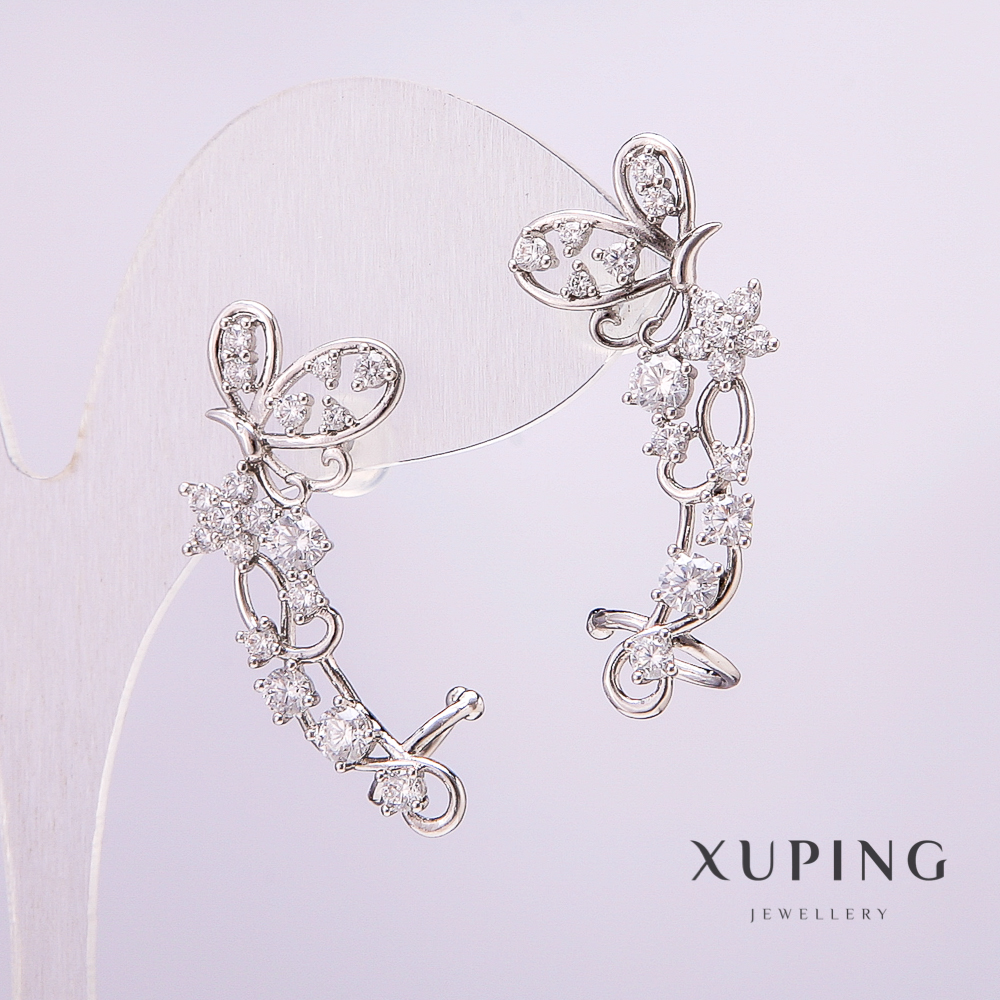 Кафф Xuping Родій з білими каменями 33х12мм +