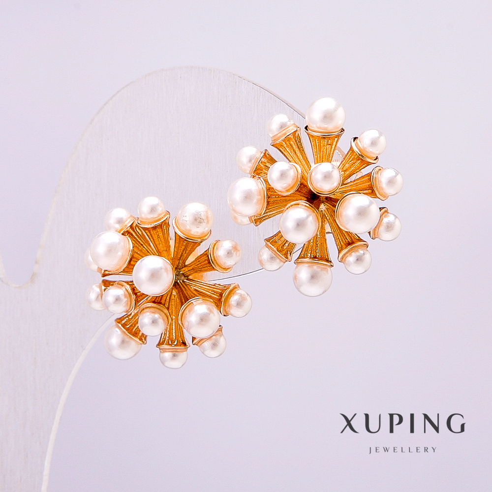 Сережки Xuping Позолота 18к з перлинами 19х20мм +