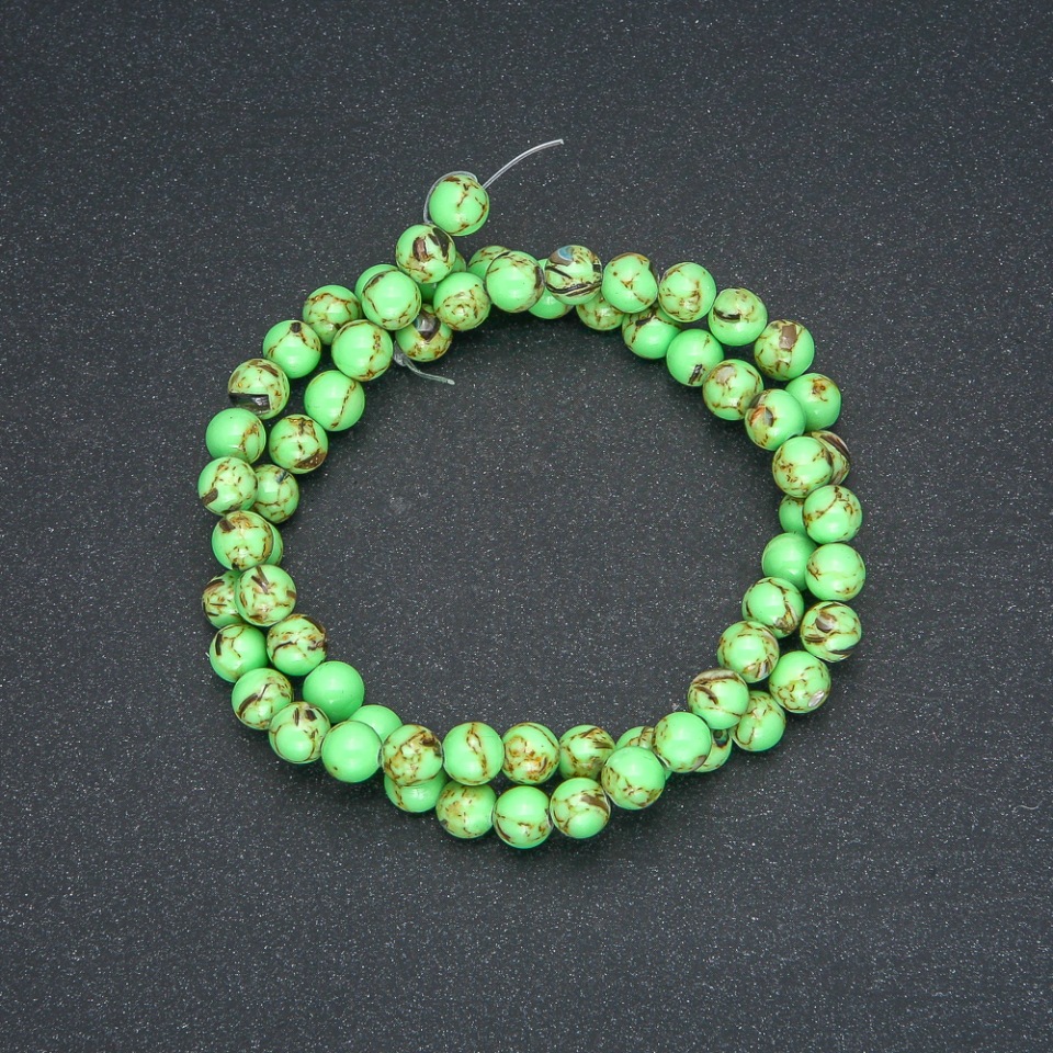 Намистини Імператорська Яшма Салатова (прес) гладка кулька, діаметр 6мм + -, довжина 40см +