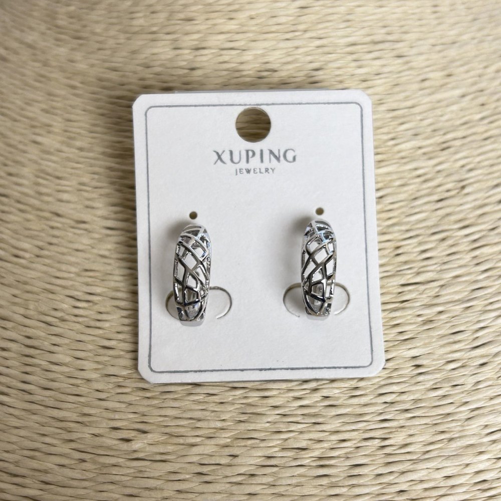 Сережки Xuping, діаметр 16х6мм родій