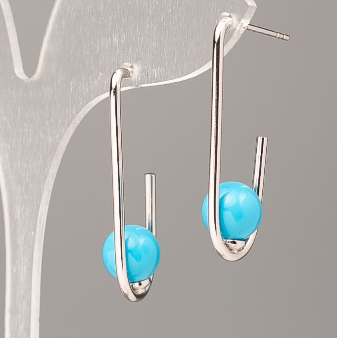 Сережки Xuping з блакитною кулькою Майорка 33х8мм